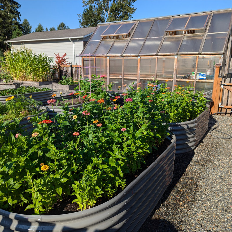 Anleolife Galvanized Steel Garden Bed 8x4x2ft Oval Gray, Set of 6