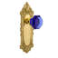 Cobalt Crystal Waldorf Interior Mortise Door Knob with Victorian Long Plate-370475692-370475695