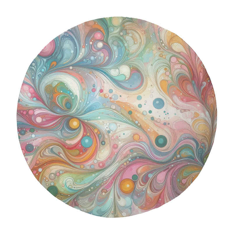 Tapis tressé à l'encre Fantasy, Rond 5 pi