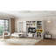 Lit escamotable simple en bois avec meuble télé, 2 tiroirs, tablettes et armoires, blanc-981156198