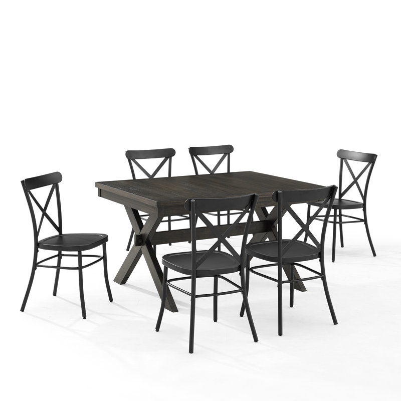 Ensemble de salle à manger Dunblane avec chaises en métal, 7 pièces : table, 6 chaises