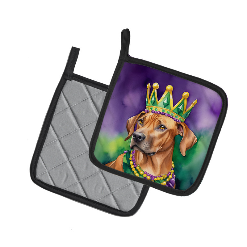 Paire de supports à casseroles Rhodesian Ridgeback King of Mardi Gras