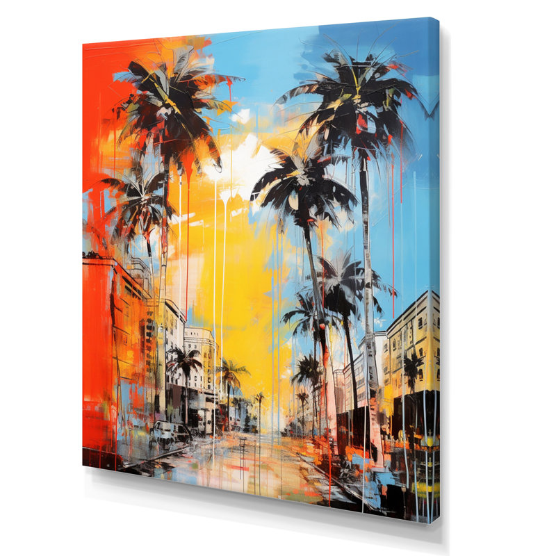 «Ballas Popart Palm Trees IV», reproduction d'art sur toile, H 32 po x l 16 po x P 1 po, Toile tendue