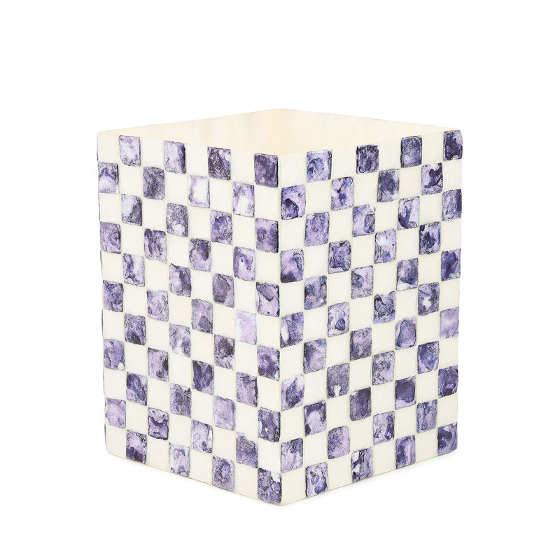 Violet Check Capiz Waste Bin