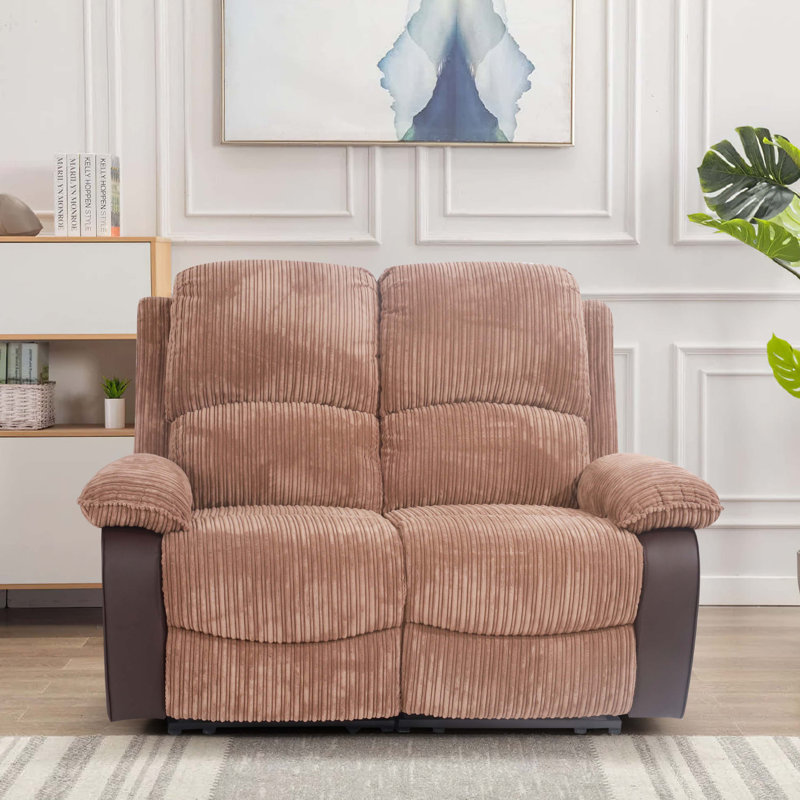 2 Seater Asbridge Fabric Reclining Sofa, Brown Corduroy
