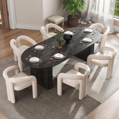 Modern Farmhouse Extendable 59.06" to 90.55" Table Dining Set for 4-8