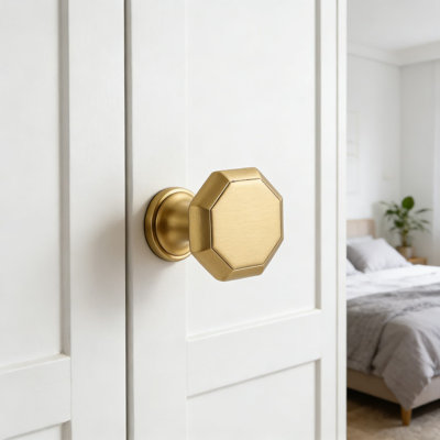 Paquet de 10 boutons d'armoire et poignées de tiroir dorés, quincaillerie monotrou avec design rétro pour la cuisine, la salle de bain, la commode et le placard