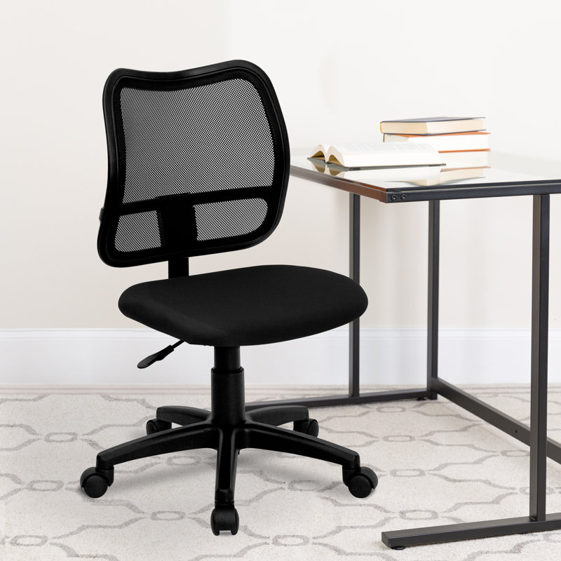  Chaise de bureau pivotante en filet à dossier moyen, Tissu noir, Non inclus