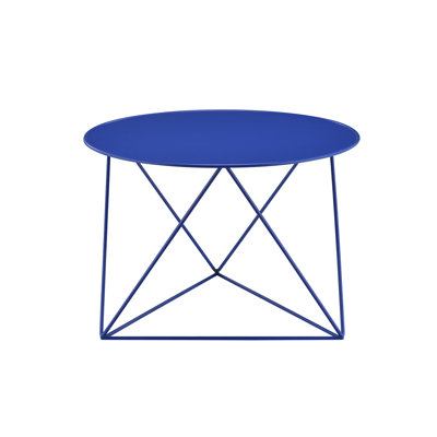 Table d'appoint en métal bleu avec plateau rond, 23 x 23 x 17 po, 13 livres, présentoir élégant pour le salon, 23,68 po P x P 17,34 H, 13,23 Lb