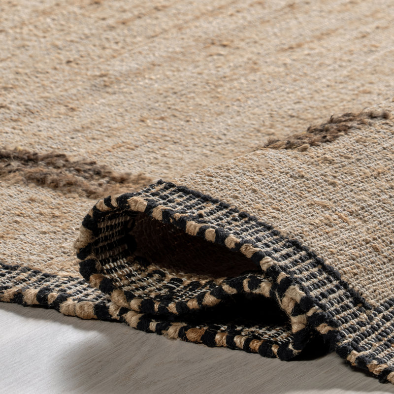 Handmade Natural Jute and Wool Rectangular Area Rug