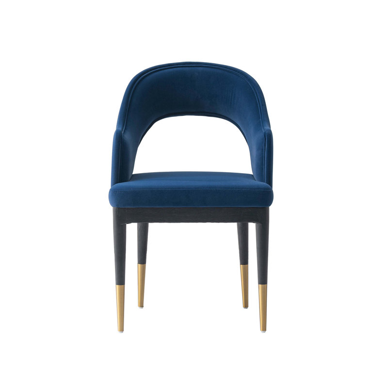 Gabelus Modern Velvet Upholstered Dining Armchair in, 1, Midnight Blue