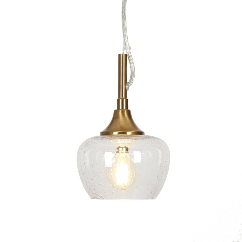 Modern Mini 1-Light Seeded Glass Pendant Light
