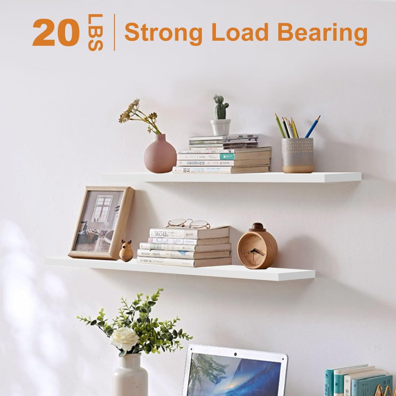 Ragiu 4 Piece Floating Shelf, White, 40cm x 20cm x 1.6cm