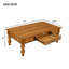 Table basse rectangulaire en bois avec tiroir de rangement, pieds en bois massif, finition naturelle | Idée de cadeau