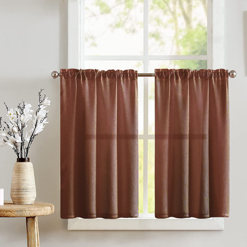 Rideau de café sur mesure l 27 po Brittaney, rouille
