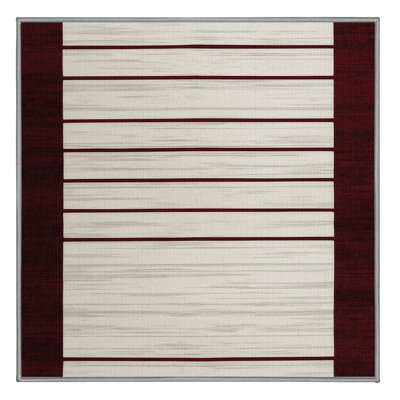 Tapis gris à rayures horizontales lavable à la machine