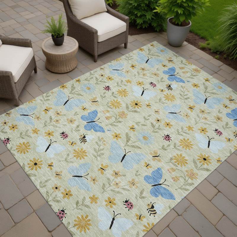 Machine Washable Indoor/Outdoor Chantille ACN2618 Kids Rug, Celery, 3' x 5'