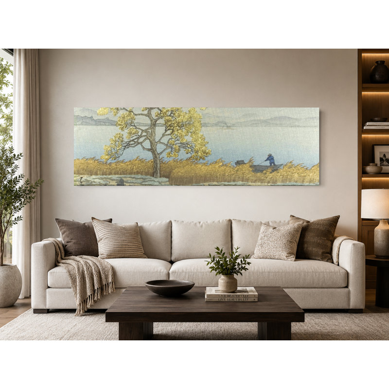 Automne au lac Biwa - Art mural sur toile panoramique, 60" W x 20" H