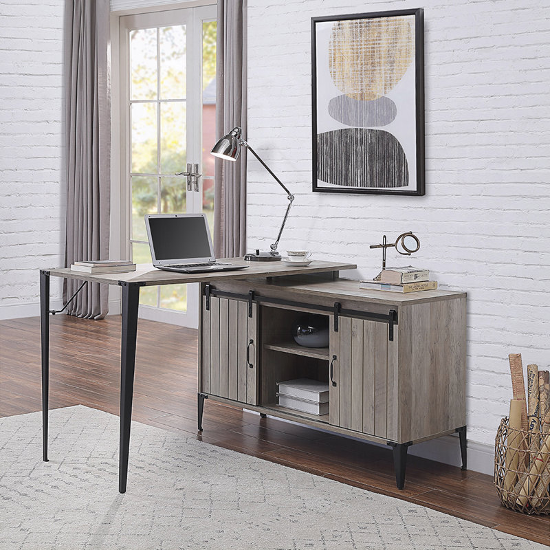Modern L-Shaped Writing Desk, Gray, 31" H x 48" W x 48" D