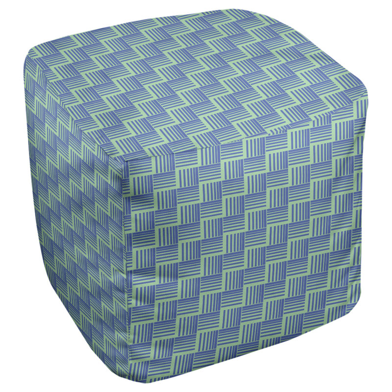 Repose-pieds cubique à rayures classic basketweave, Vert / bleu
