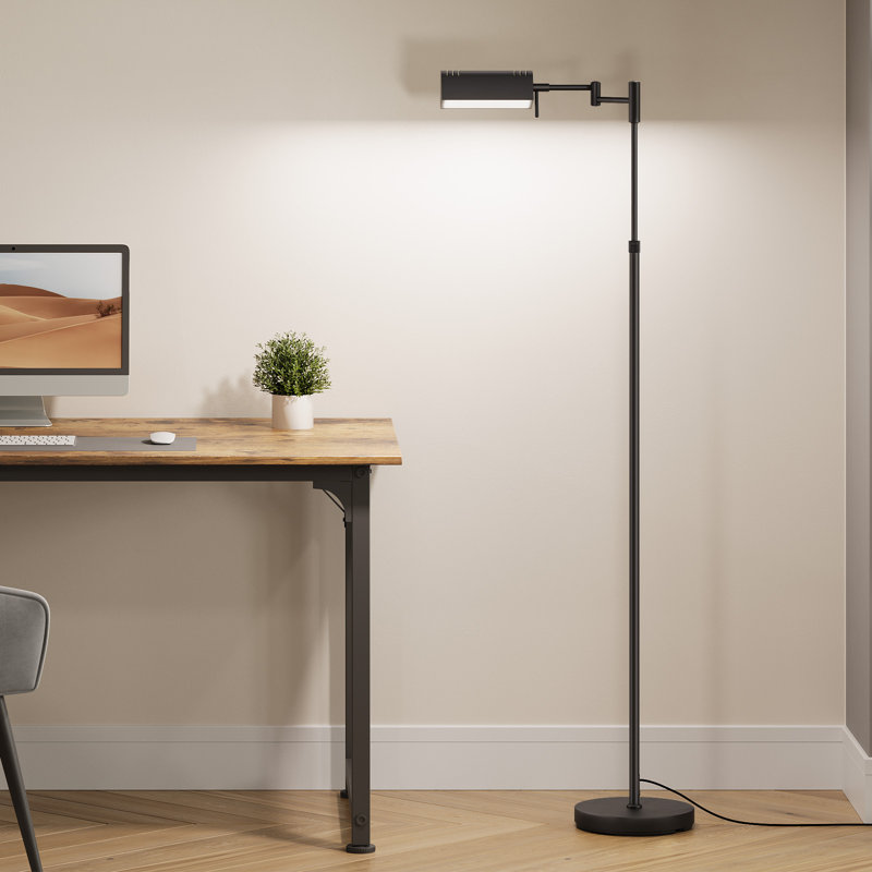 Lampe sur pied 57 po vintage industrielle avec télécommande, à intensité variable et à hauteur réglable, Noir