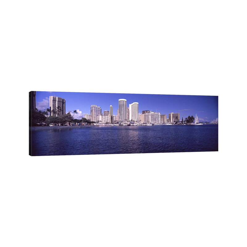 Skyscrapers At The Waterfront, Honolulu, Hawaii, USA by Panoramic Images - Wrapped Canvas Panoramic Print
