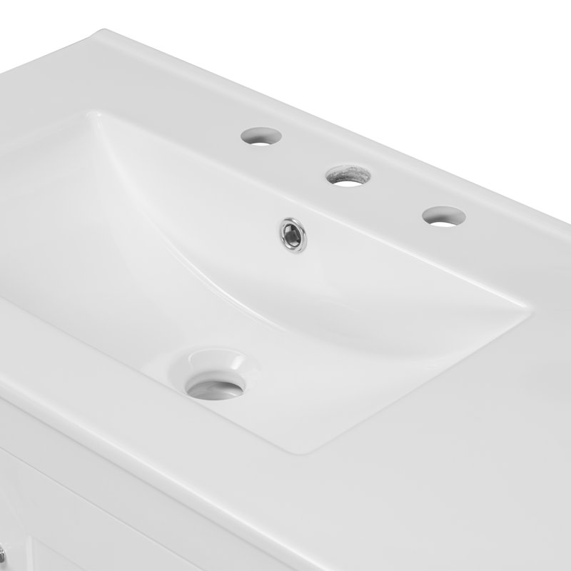 Ensemble de meuble-lavabo avec lavabo en céramique, Blanc