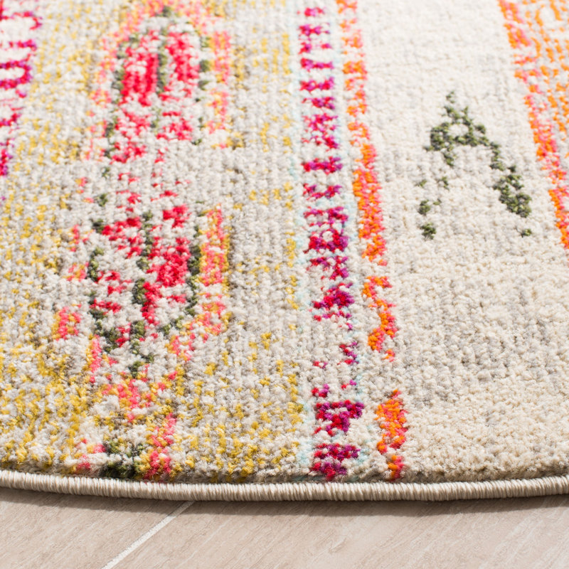 Tapis gris / orange Stanback, Rond 3 pi