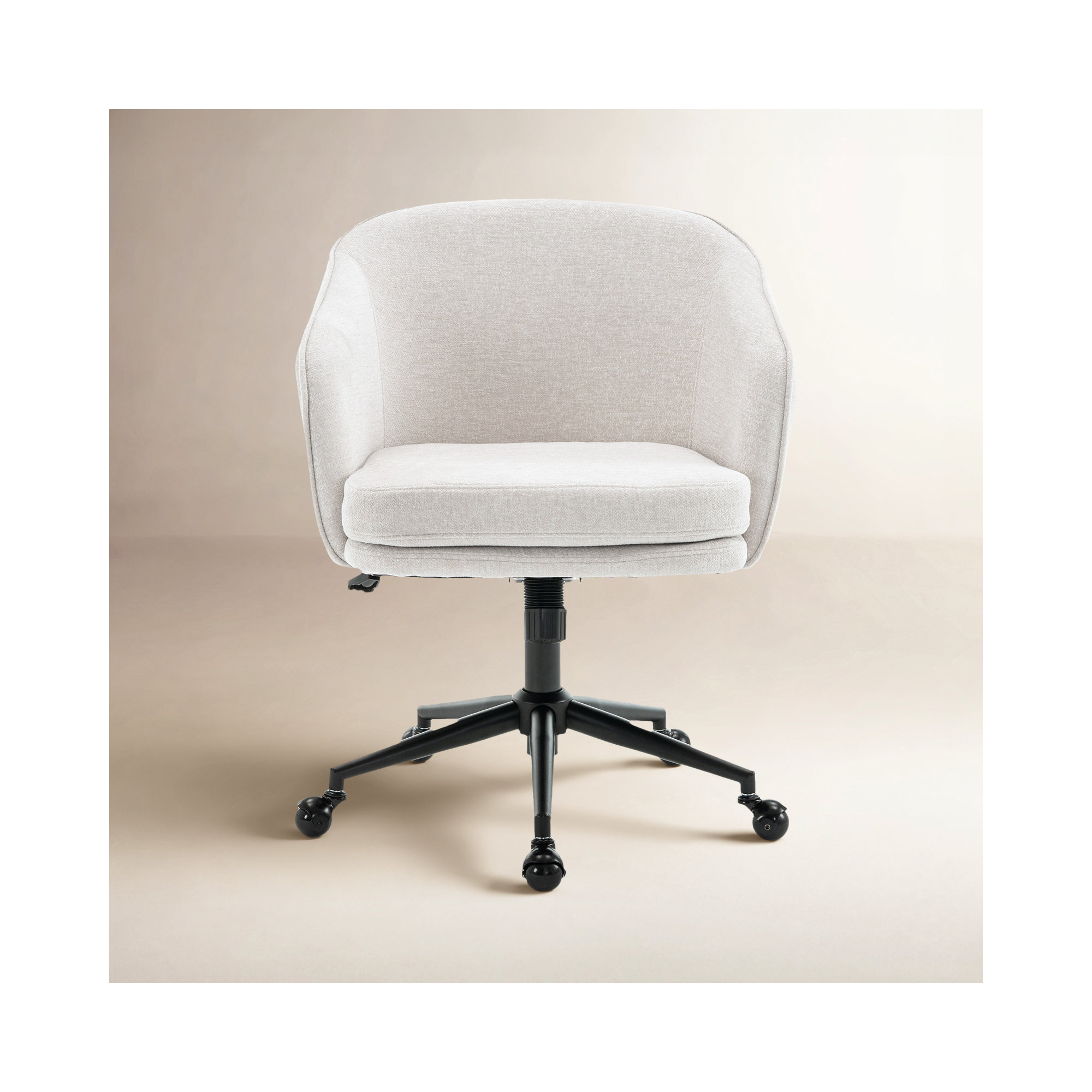 Toscani Swivel Office Chair, Beige Chenille