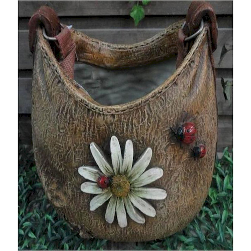 Forme de sac à main avec pot de fleurs suspendu en résine de sangle Bersani