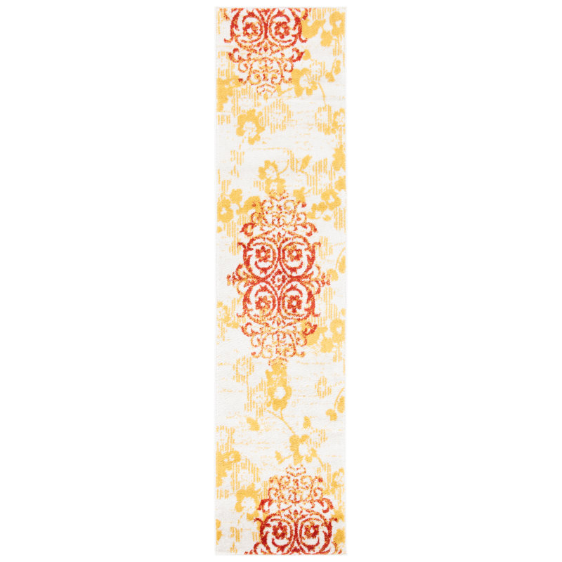 Tapis à motif floral Akshayen, Tapis de couloir 2 pi 2 po x 9 pi