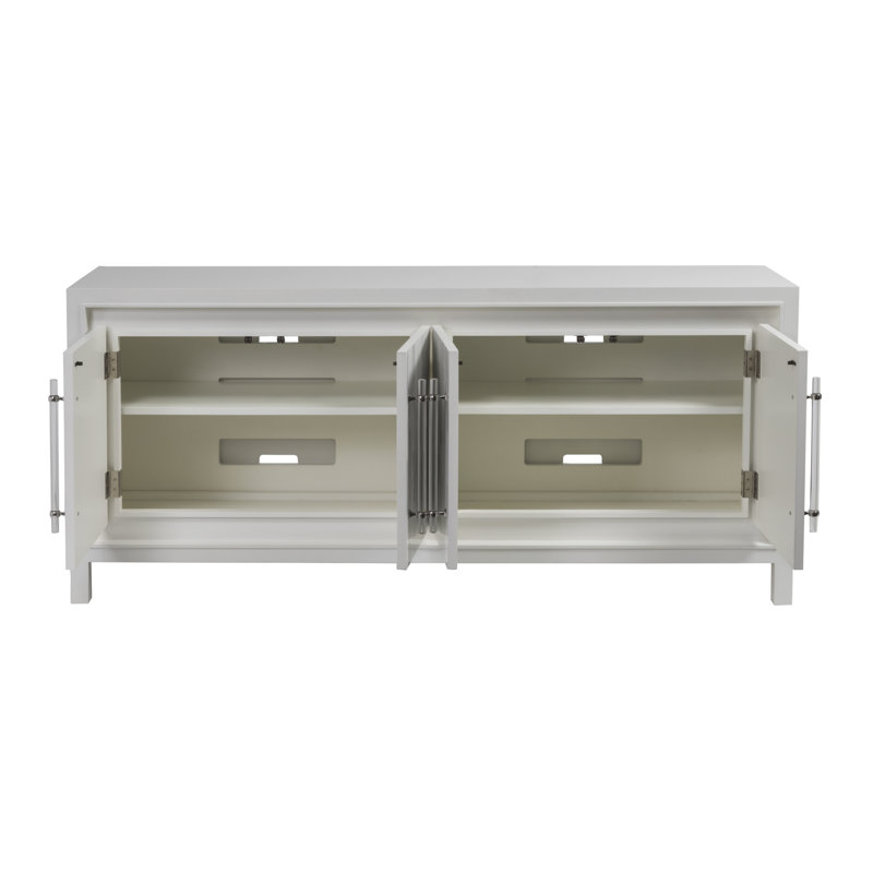 Elation Contemporary White and Gray Media Console with Cabinet