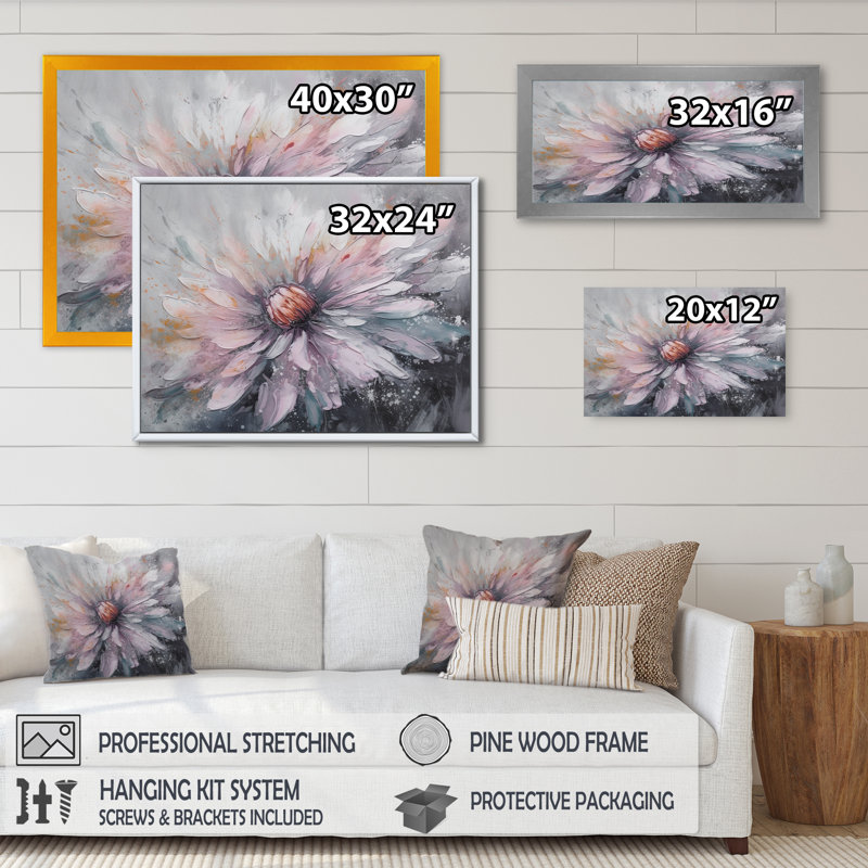 Art floral sur toile Lotus, impression de fleur rose, Cadre photo noir, H 12 po x l 20 po x P 1 po