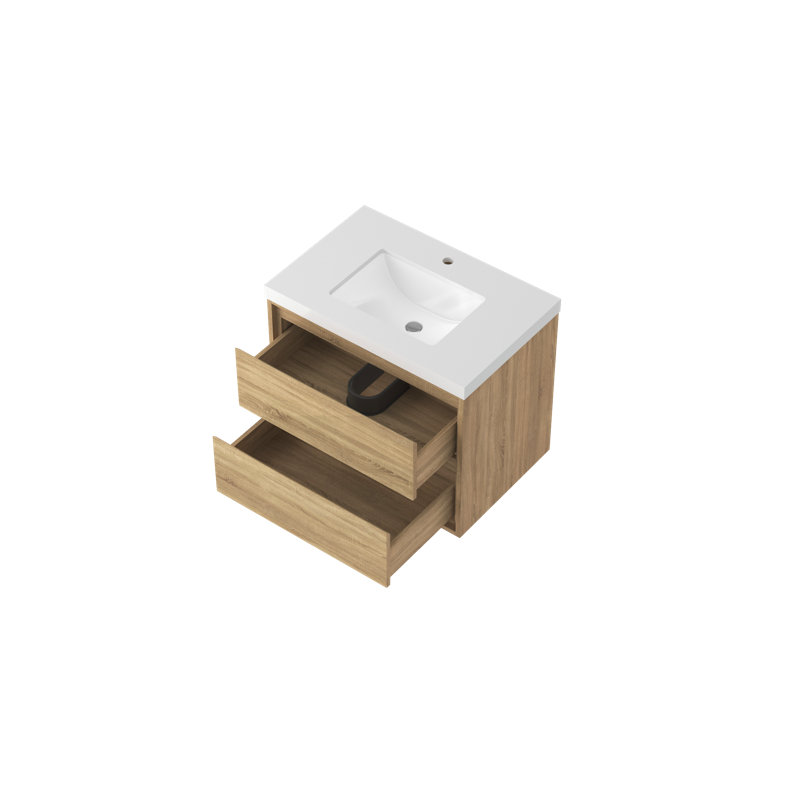 Meuble-lavabo moderne en bois avec lavabo et rangement