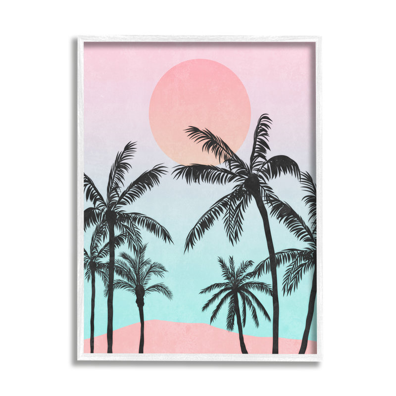 «Tropical Sunrise Sunset Beach Palm Trees Silhouette Collage» par Nina Blue - impression, H 14 po x l 11 po x P 1,5 po