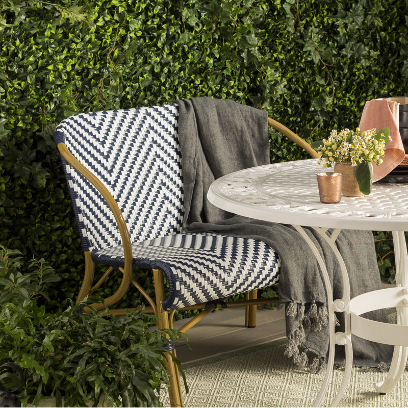 Kemah Aluminum Outdoor Bench, Navy/White