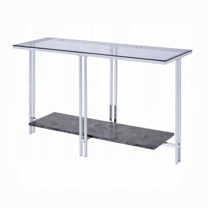 ACME Liddell Sofa Table, Chrome & Glass