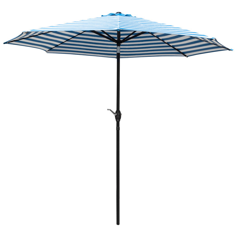 Parasol de marché 9 pi Juri, Rayures bleues et blanches