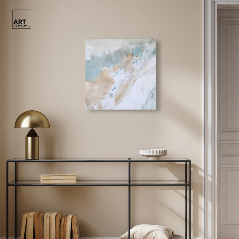 Sandy Mirage, toile d'art abstrait bleu par Art Remedy, H 20 po x l 20 po, Toile tendue