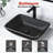DEJIN 13'' Black Glass Rectangular Bathroom Sink