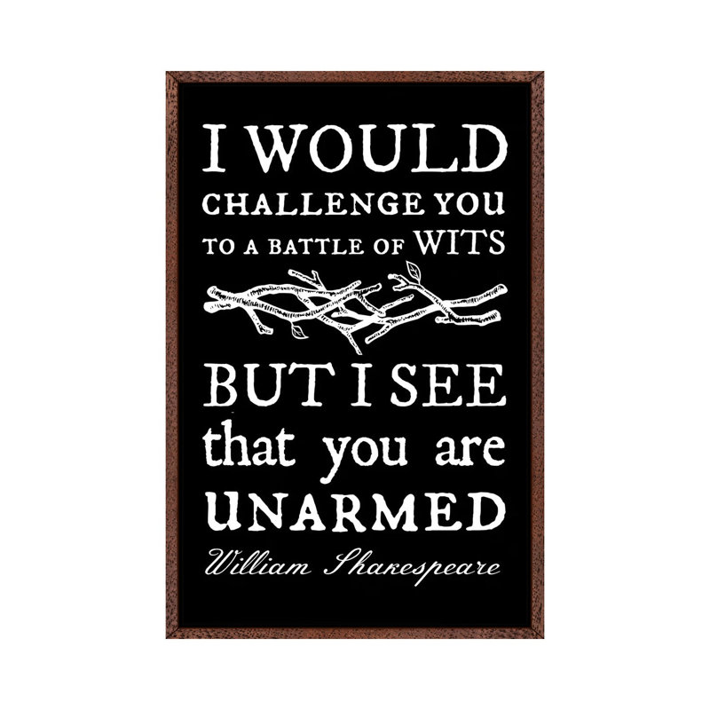 Battle Of Wits On Black by Traci Anderson - Print on Canvas, Classic Brown Wood Framed, 66.04cm H x 45.72cm W x 3.81cm D