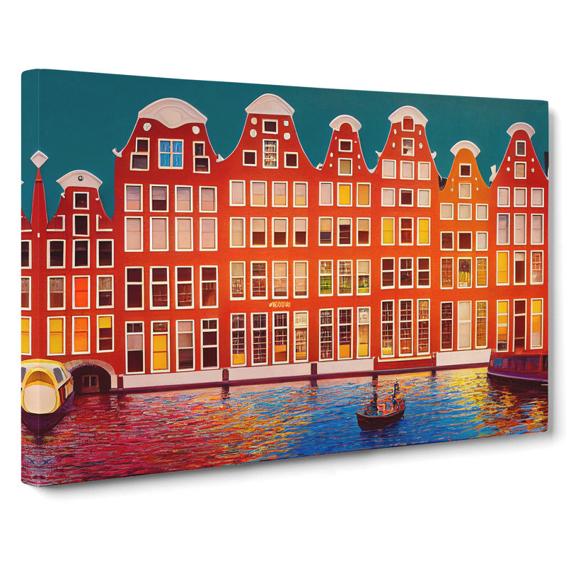 Modern Amsterdam Canal - Wrapped Canvas Print, 35cm H x 50cm W x 3cm D