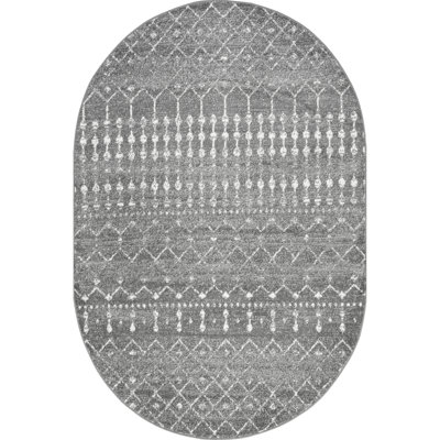 Amanuel Moroccan Geometric Area Rug in Dark Gray