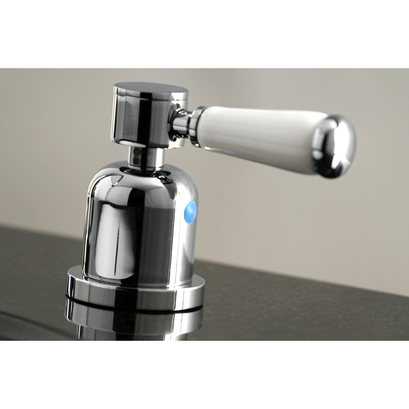 Kingston Brass Paris Two-Handle 3-Hole Deck Mount Widespread Bathroom Faucet with Brass Pop-Up Drain, Polished Chrome