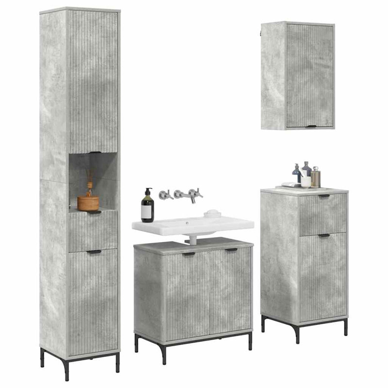 60.5cm Bathroom Vanity Base Only, Concrete Grey