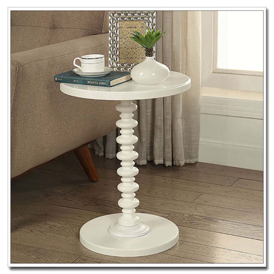 White Round Wooden Side Table