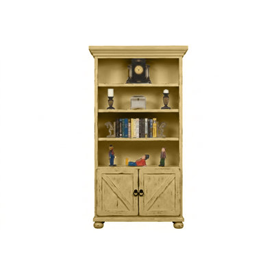 Bibliothèque en bois massif avec rangement Farmhouse