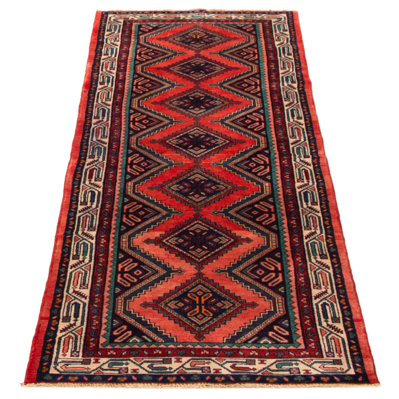Tapis rouge fait à la main de conception unique 3 pi 5 po x 8 pi 4 po Andelz