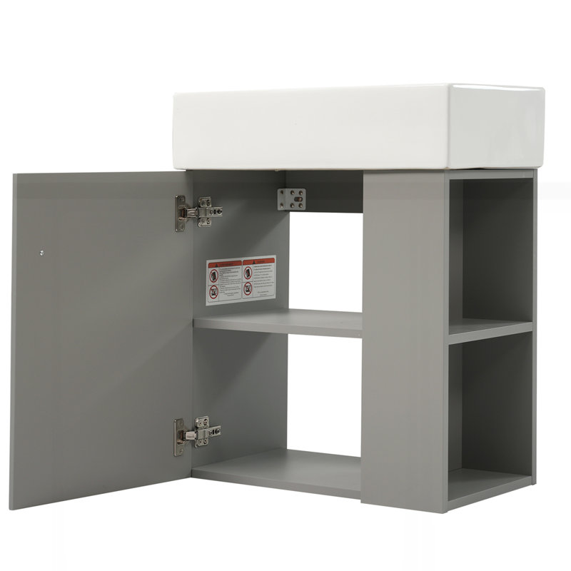 Meuble-lavabo flottant moderne 21,6 po avec lavabo en céramique