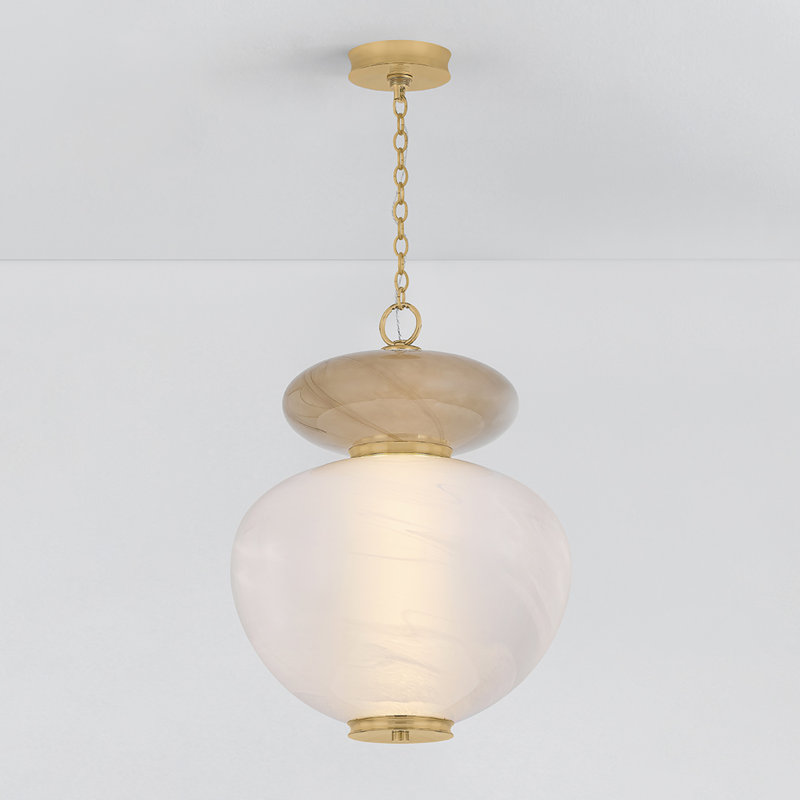 Syros Etched Glass Pendant, 100.25" H x 19.25" W x 19.25" D
